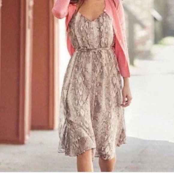 Banana Republic Animal Snake Python Print Blouson Waist Flowy Slip Dress XS PXS - Picture 10 of 10